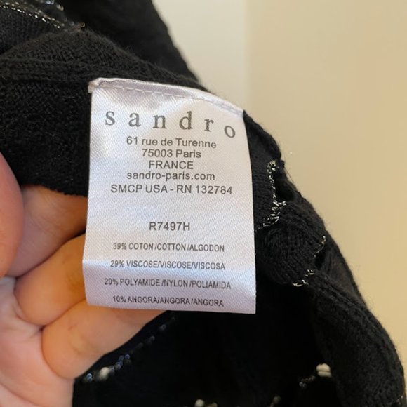 Sandro Rigolade Knit Mini Dress Black Metallic - Picture 9 of 10